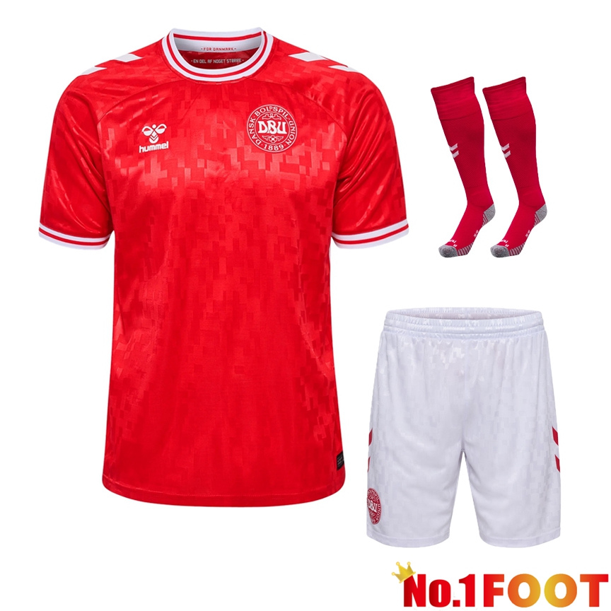 Denmark Home Soccer Jersey (Shorts + Socks) Kit 2024/2025