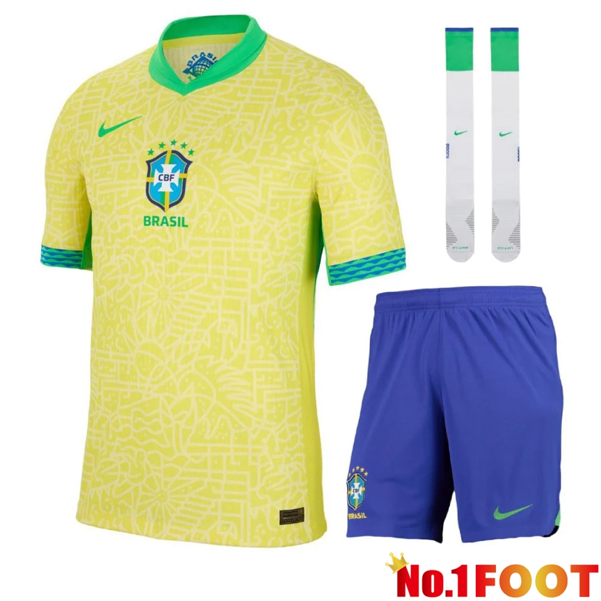 Brazil Home Soccer Jersey (Shorts + Socks) Kit 2024/2025