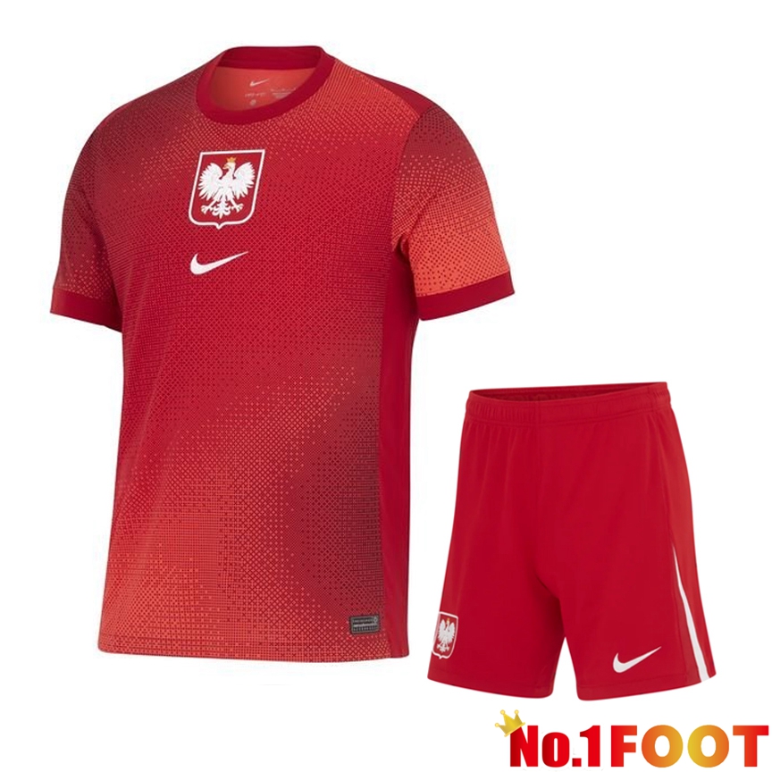 Poland Away Soccer Jersey + Shorts Kit UEFA Euro 2024