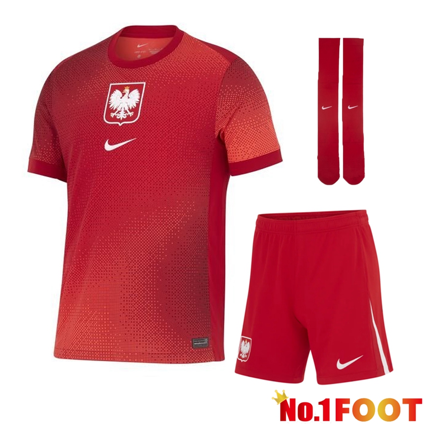 Poland Away Soccer Jersey (Shorts + Socks) Kit 2024/2025