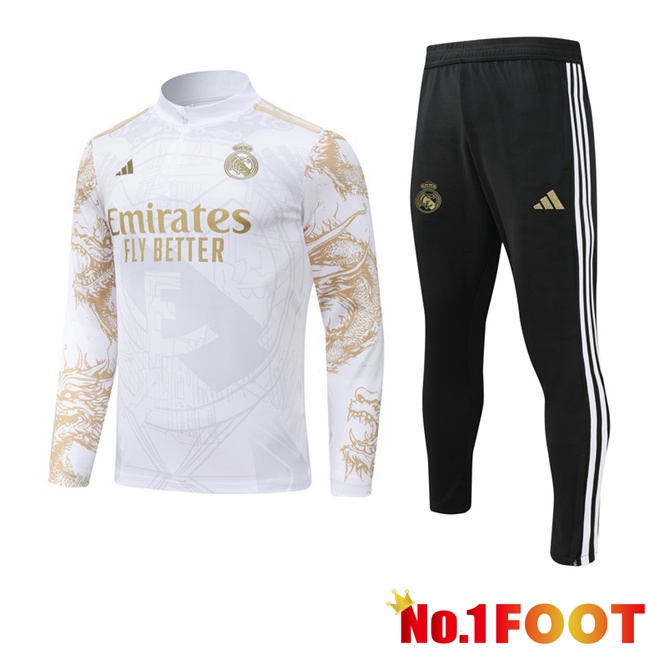 Real Madrid kit Training Tracksuit White Yellow 2024/2025