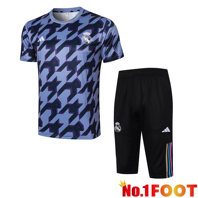 Real Madrid kit Training T Shirt + Shorts Black Blue 2024/2025