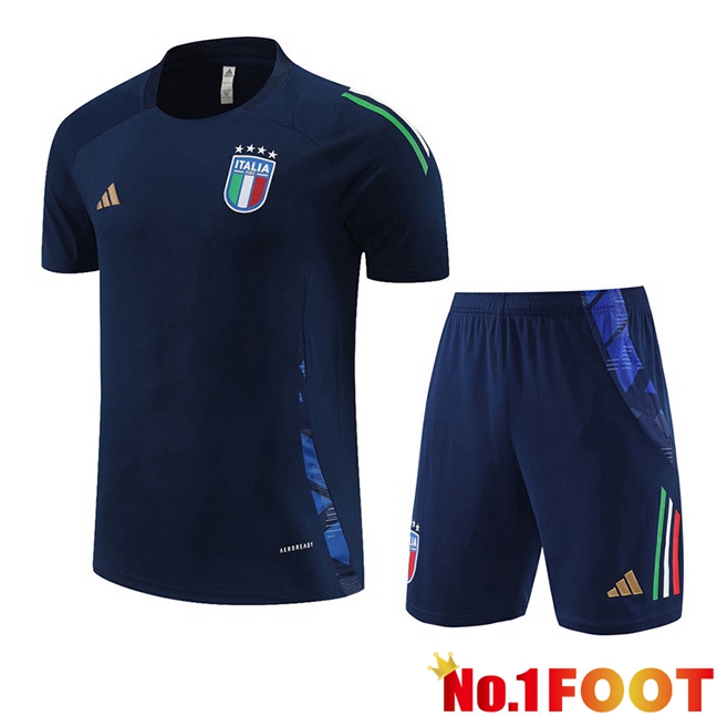 Italy kit Training T Shirt + Shorts Blue Royal 2024/2025