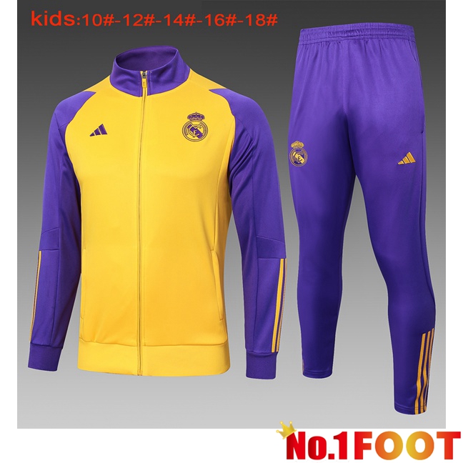 Real Madrid Kids kit Training Jacket Suit Yellow 2024/2025