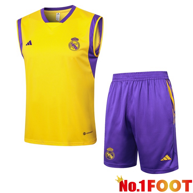 Real Madrid Soccer Vest + Shorts Yellow 2024/2025