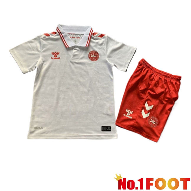 Denmark Kids Away Soccer Jersey UEFA Euro 2024