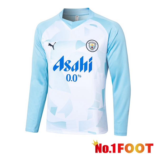 Manchester City Training Sweatshirt White Blue 2024/2025 - Click Image to Close