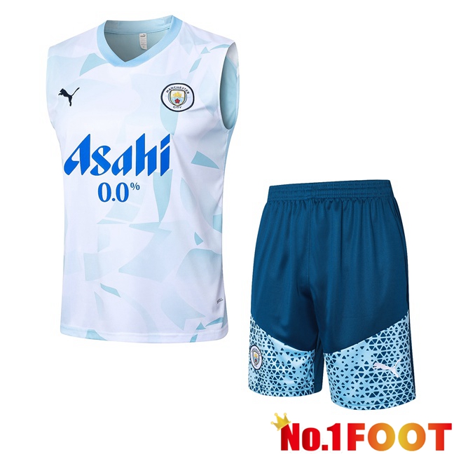 Manchester City Soccer Vest + Shorts Blue White 2024/2025