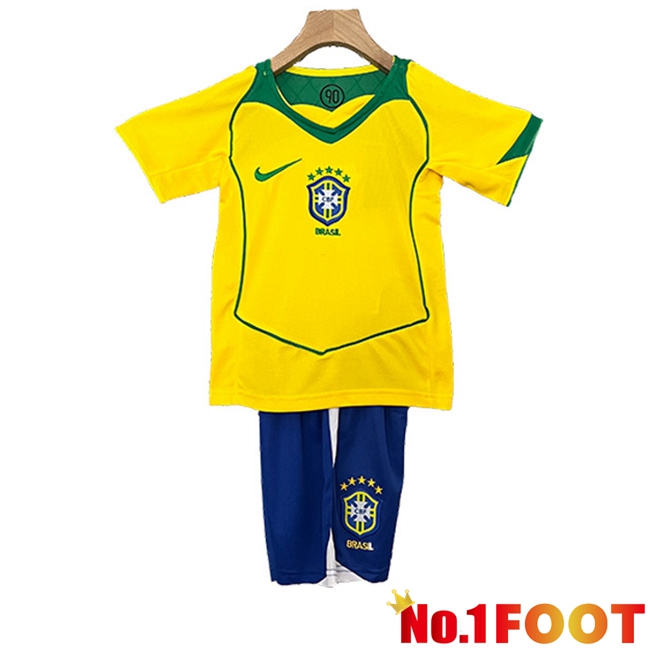 Brazil Retro Kids Home Soccer Jersey 2000