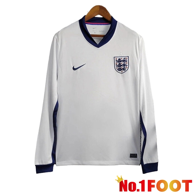 England Home Soccer Jersey Long Sleeve UEFA Euro 2024