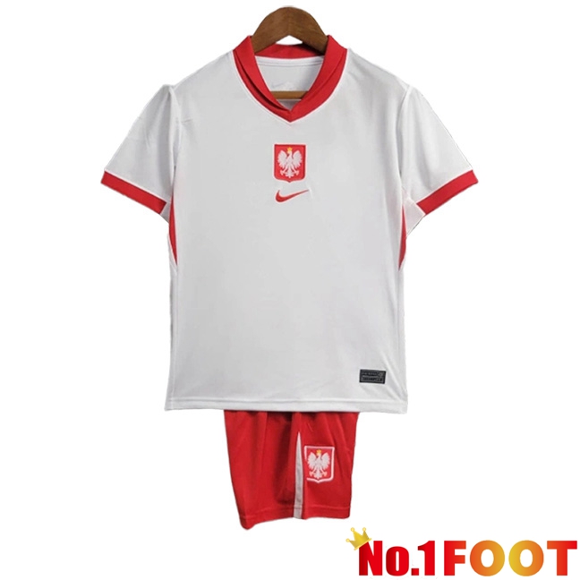 Poland Kids Home Soccer Jersey UEFA Euro 2024