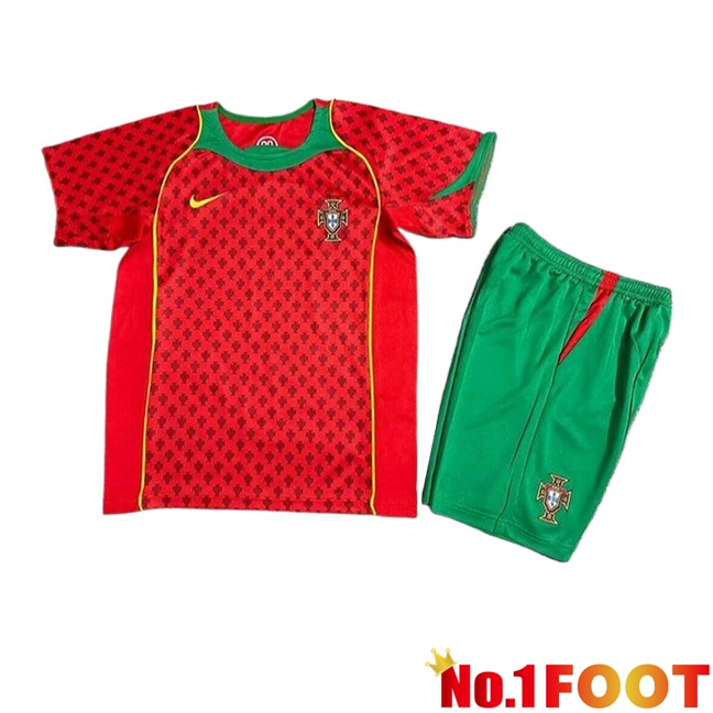 Portugal Retro Kids Home Soccer Jersey 2004