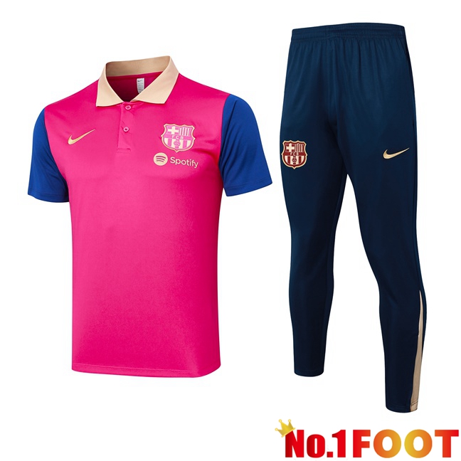 FC Barcelona Soccer Polo + Training Pants Pink 2024/2025