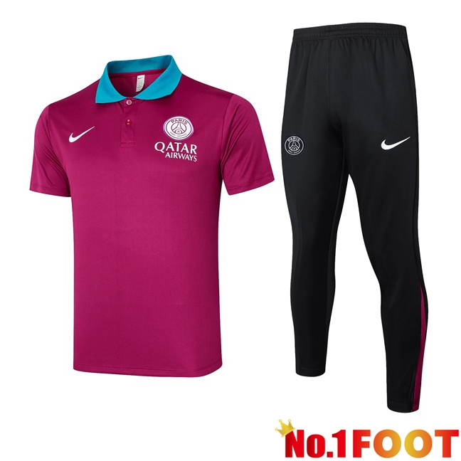 Paris PSG Soccer Polo + Training Pants Purple 2024/2025