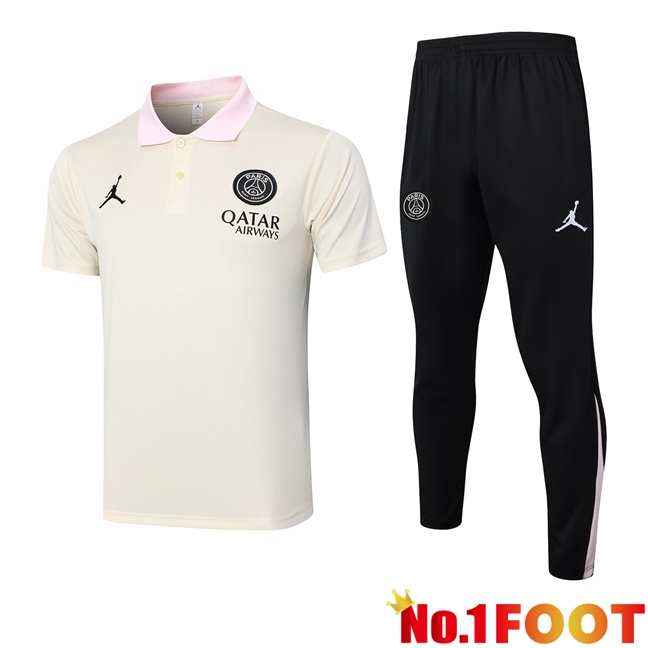 Paris PSG Soccer Polo + Training Pants Yellow 2024/2025