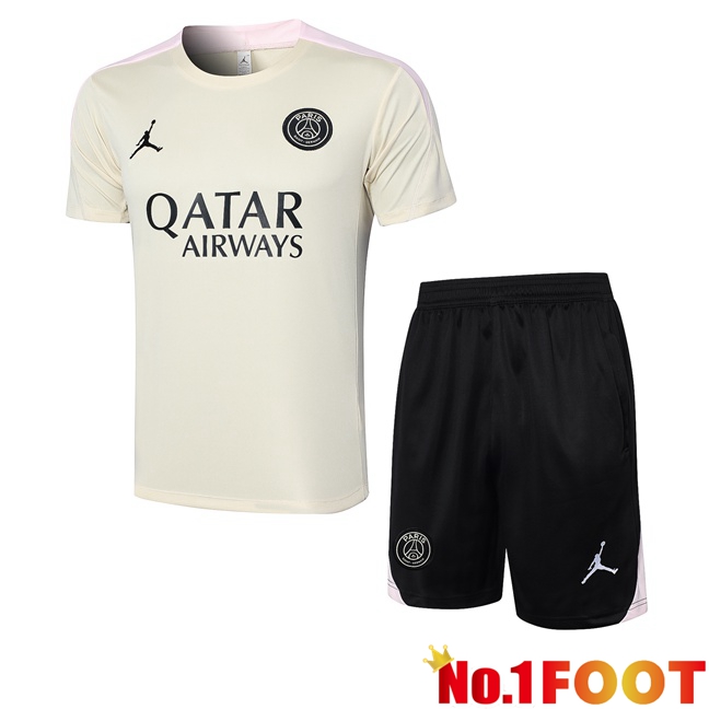 Paris PSG kit Training T Shirt + Shorts Yellow 2024/2025