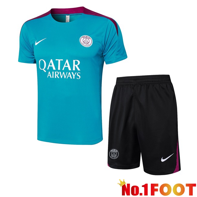 Paris PSG kit Training T Shirt + Shorts Green 2024/2025