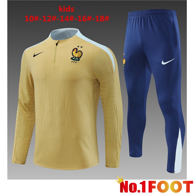 France Kids kit Training TracksuitYellow 2024/2025