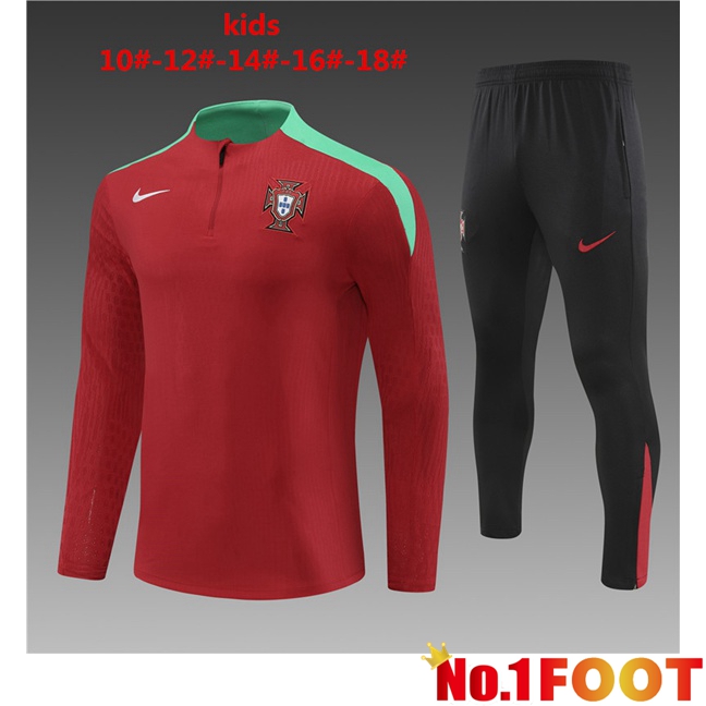 Portugal Kids kit Training TracksuitRed 2024/2025 - Click Image to Close