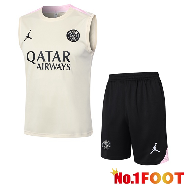 Paris PSG Soccer Vest + Shorts Yellow 2024/2025