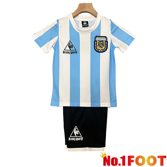 Argentina Retro Kids Home Soccer Jersey 1986