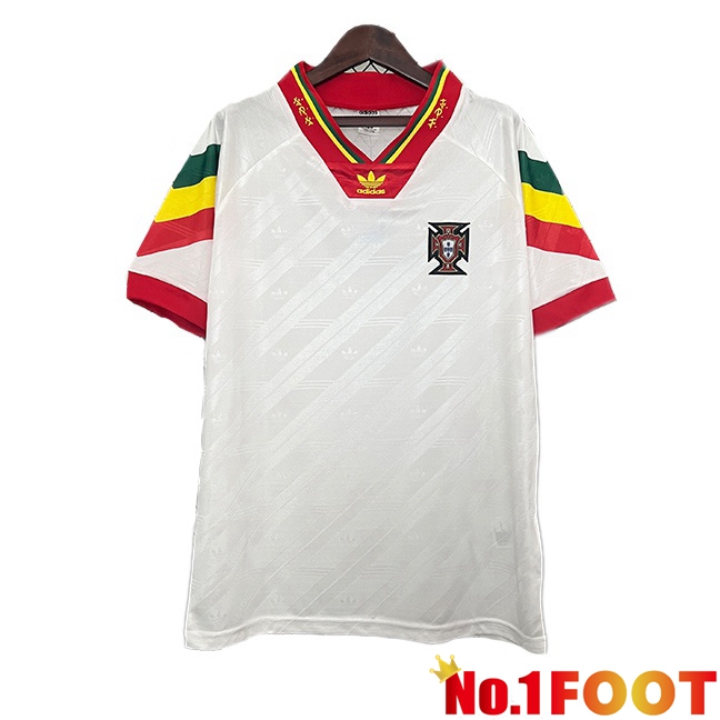 Portugal Retro Away Soccer Jersey White 1992-1994