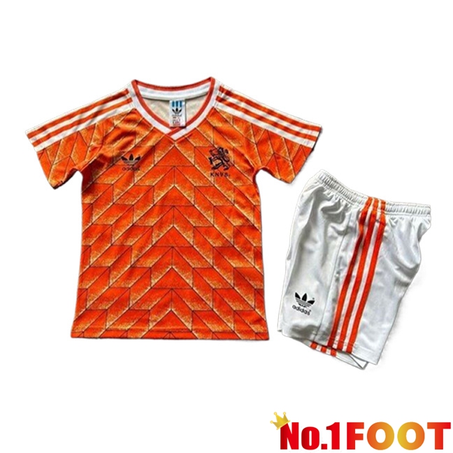 Netherlands Retro Kids Home Soccer Jersey 1988