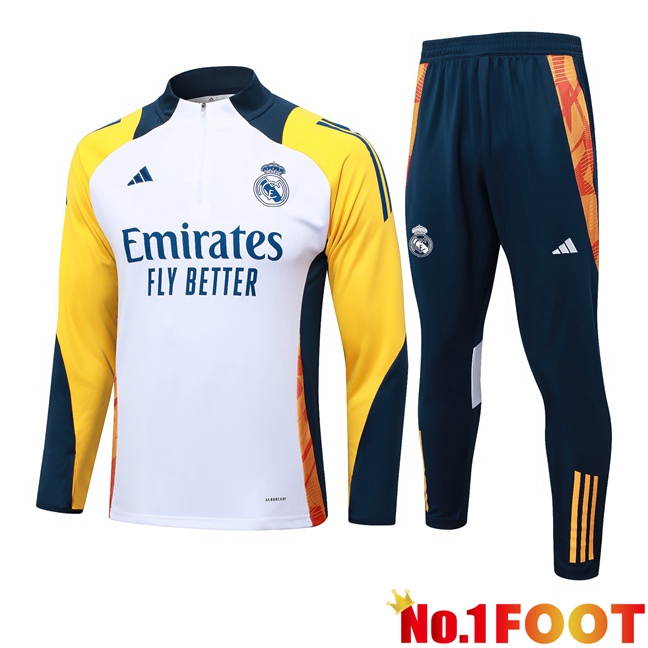 Real Madrid kit Training Tracksuit White Yellow 2024/2025