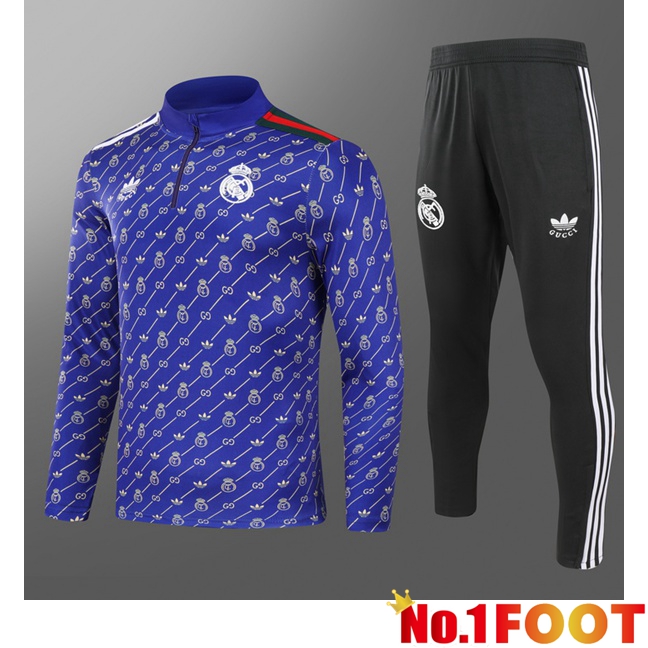 Real Madrid Kids kit Training Tracksuit Blue 2024/2025 - Click Image to Close