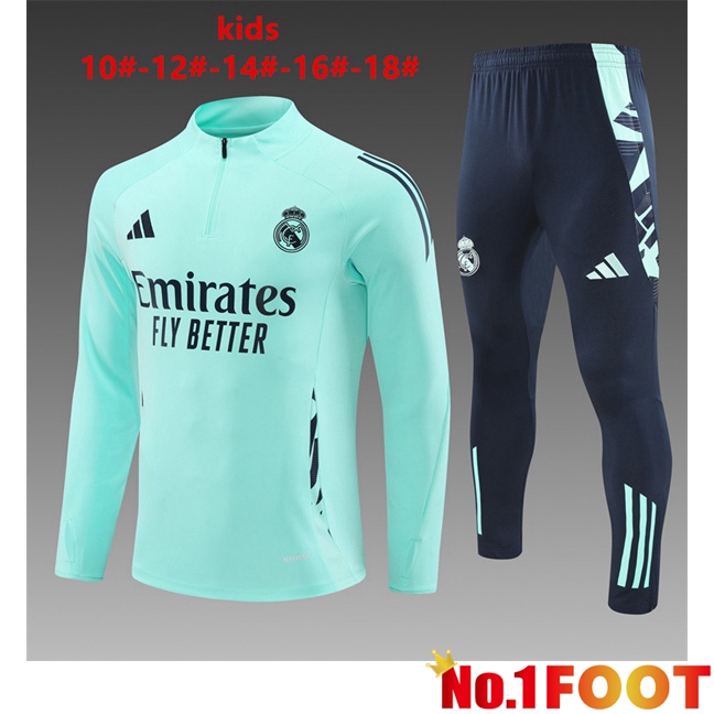 Real Madrid Kids kit Training Tracksuit Green 2024/2025 - Click Image to Close