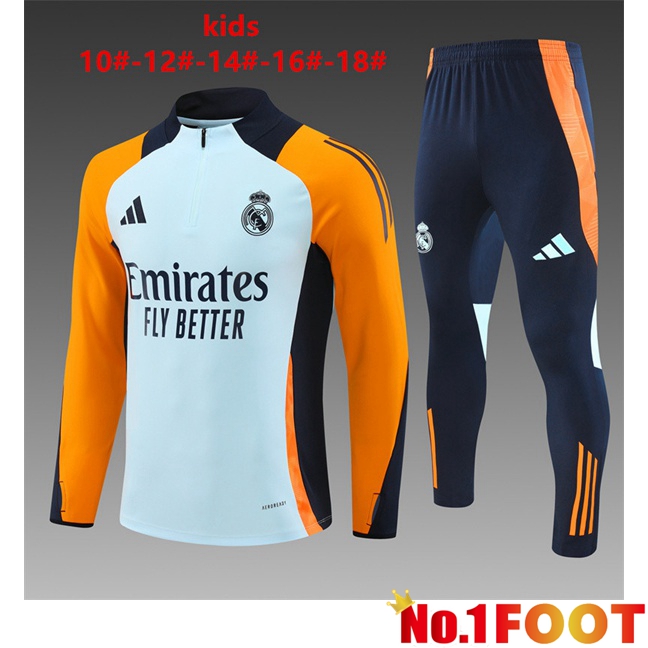 Real Madrid Kids kit Training Tracksuit Yellow Grey 2024/2025