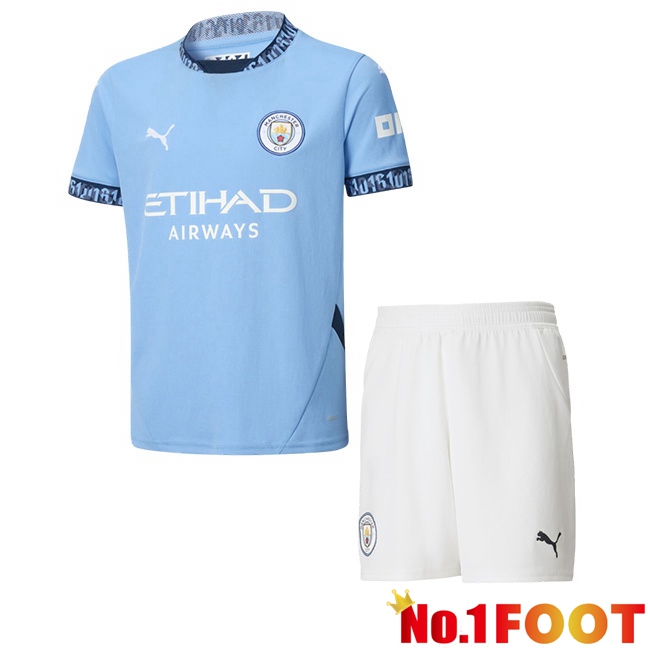 Manchester City Kids Home Soccer Jersey Blue 2024/2025