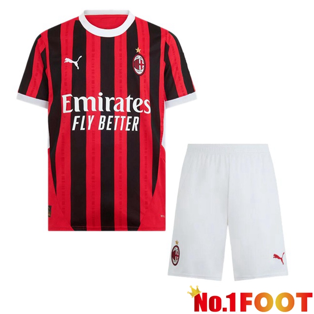 AC Milan Kids Home Soccer Jersey Red Black 2024/2025