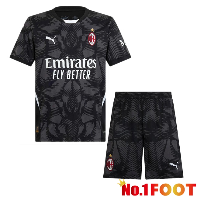 AC Milan Kids Goalkeeper Soccer Jersey Black 2024/2025