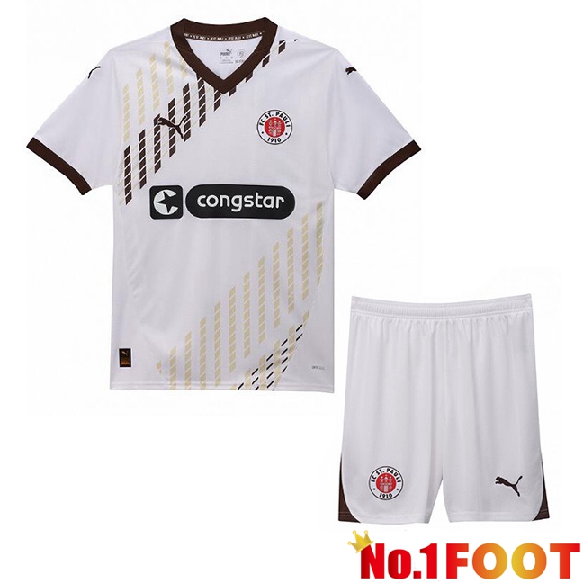 FC St. Pauli Kids Away Soccer Jersey White 2024/2025