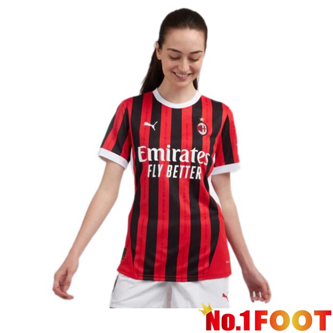 AC Milan Women Home Soccer Jersey Red Black 2024/2025