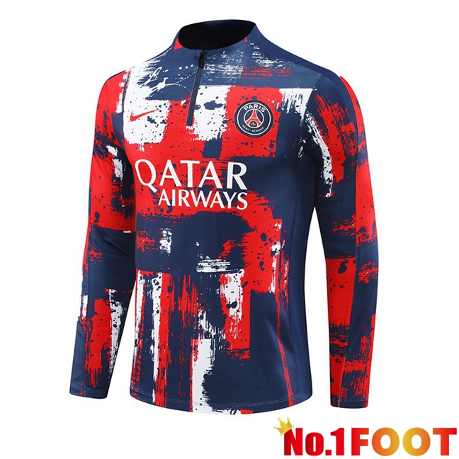 Paris PSG Training Sweatshirt Red Blue 2024/2025