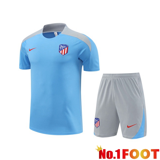 Atletico Madrid kit Training T Shirt + Shorts Blue 2024/2025