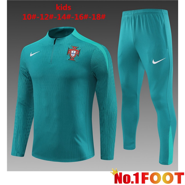 Portugal Kids kit Training Tracksuit Green 2024/2025 - Click Image to Close