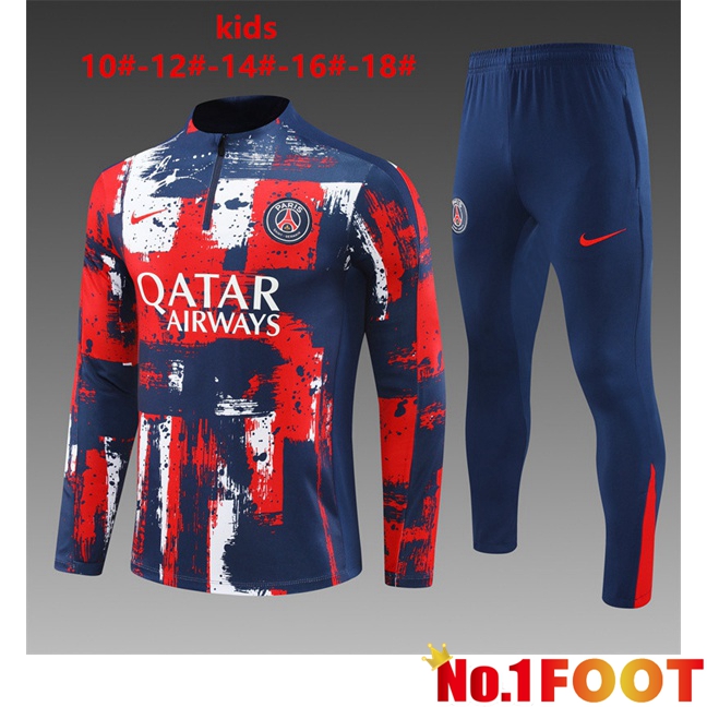 Paris PSG Kids kit Training Tracksuit Blue Royal Red 2024/2025