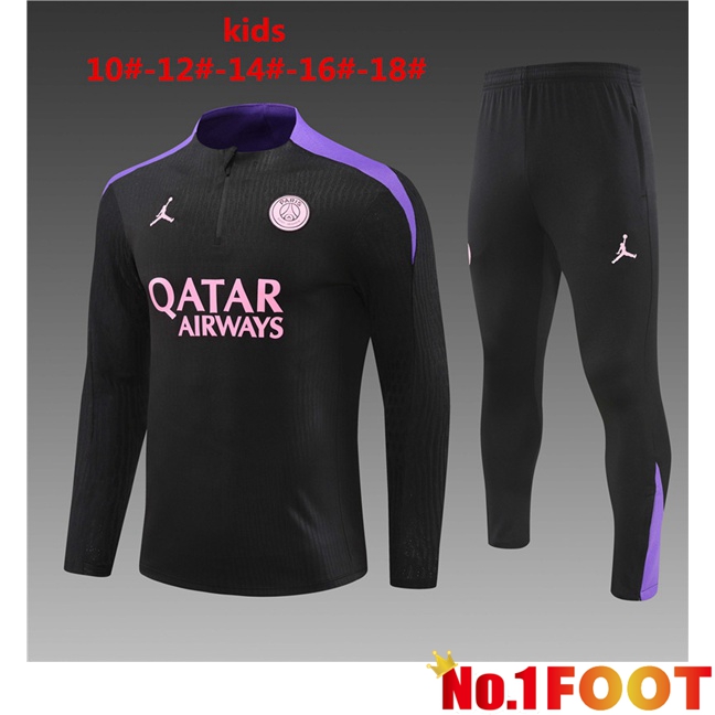 Paris PSG Kids kit Training Tracksuit Black 2024/2025