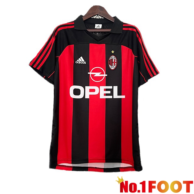 AC Milan Retro Home Soccer Jersey Black Red 2000-2002