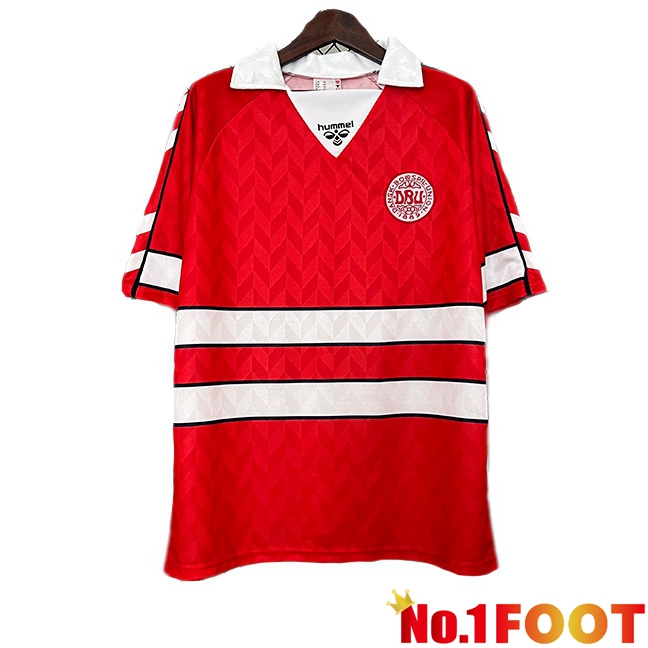 Denmark Retro Home Soccer Jersey Red 1988