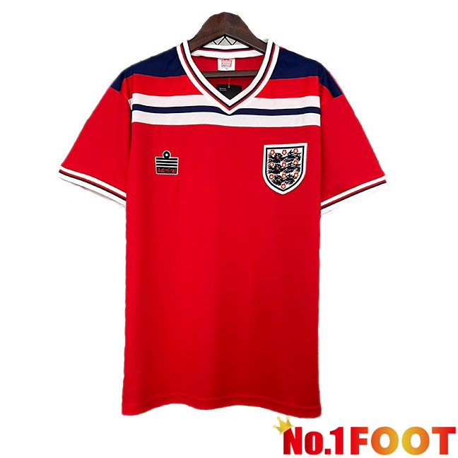 England Retro Away Soccer Jersey Red 1982