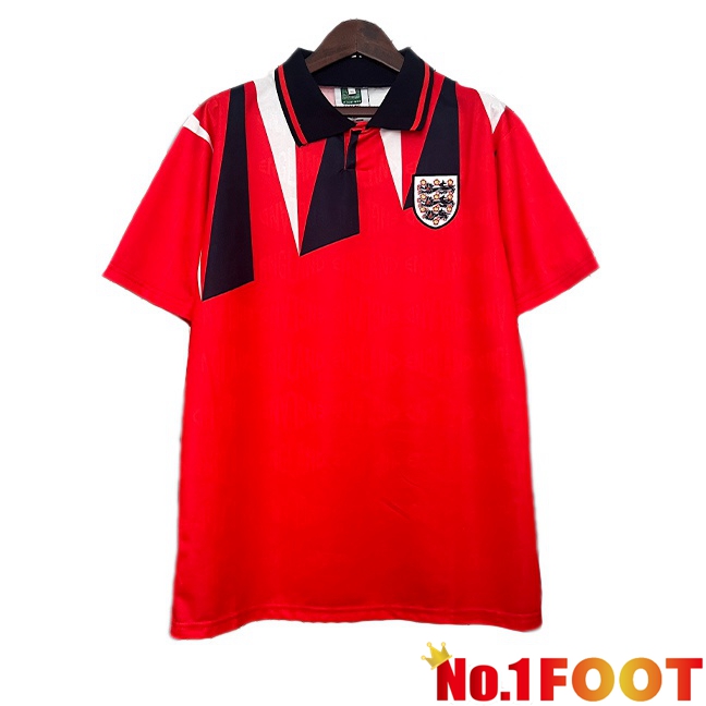 England Retro Away Soccer Jersey Red 1992