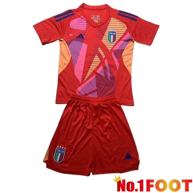 Italy Kids Goalkeeper Soccer Jersey Red 2024/2025