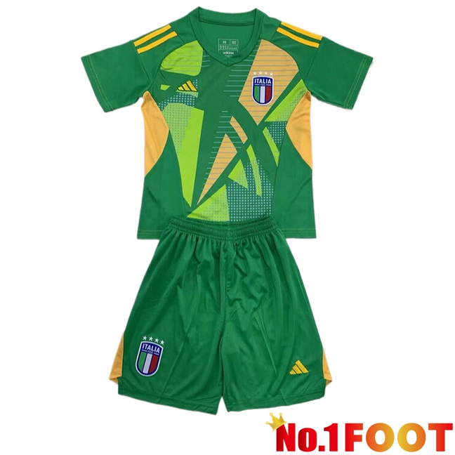 Italy Kids Goalkeeper Soccer Jersey Green 2024/2025