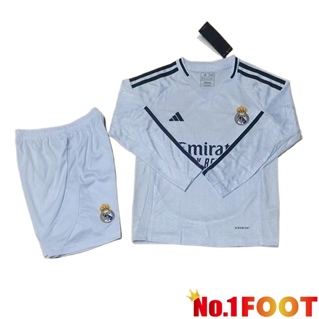 Real Madrid Kids Home Soccer Jersey Long sleeve 2024/2025