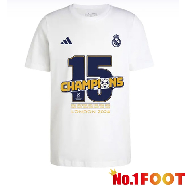 Real Madrid Soccer Jersey T-Shirt Champions 15 White 2024/2025