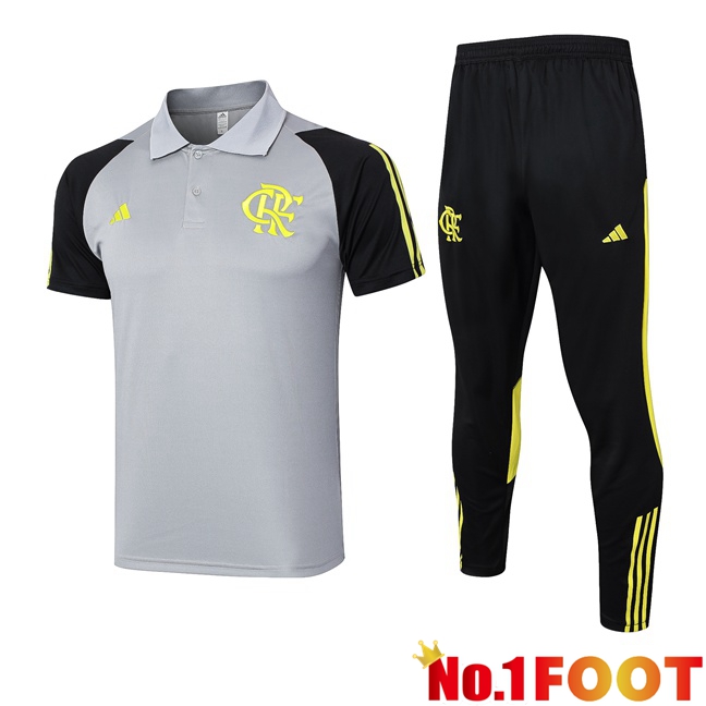 Flamengo Soccer Polo + Training Pants Grey 2024/2025